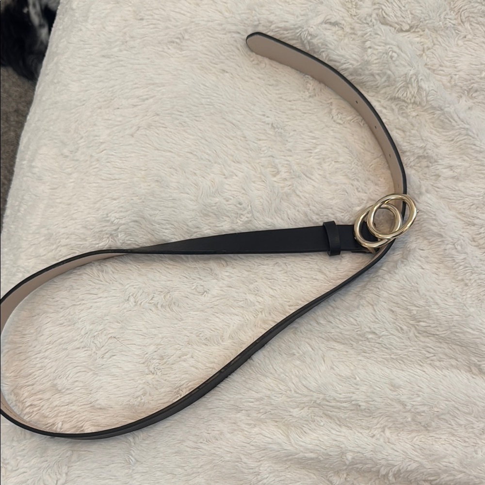 Elegant Black Belt with Gold Buckle